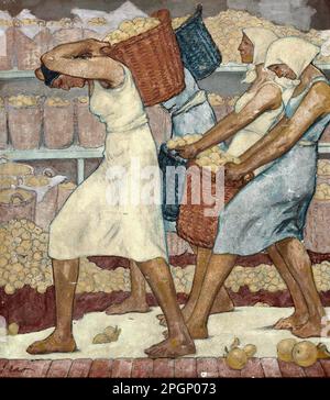 Erler Fritz - Frauen an der Apple Harvest - Deutsche Schule - 19. Jahrhundert - Erler Fritz - Frauen bei der Apfelernte - Deutsche Schule - 19. Jahrhundert Stockfoto