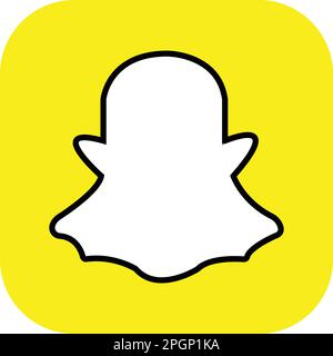 Symbol für Snapchat-Logo-Messenger. Realistisches Social-Media-Logo. Snap Chat-App-Schaltfläche auf transparentem Hintergrund. Stock Vektor