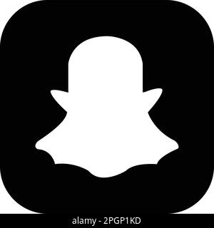 Symbol für Snapchat-Logo-Messenger. Realistisches Social-Media-Logo. Snap Chat-App-Schaltfläche auf transparentem Hintergrund. Stock Vektor