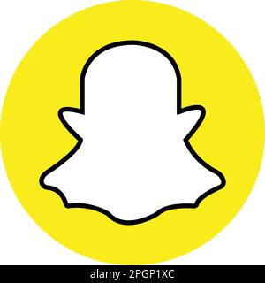 Symbol für Snapchat-Logo-Messenger. Realistisches Social-Media-Logo. Snap Chat-App-Schaltfläche auf transparentem Hintergrund. Stock Vektor