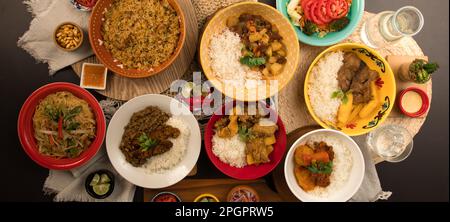 Peruanische Speisen am Büfetttisch verschiedene Gerichte, traditionelle peruanische Gourmetküche Stockfoto