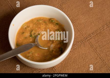 Salsa de Rocoto scharfe Pfeffersoße Gewürz peruanische Speisen Stockfoto