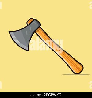 Cartoon-Vektor einer Axt mit Holzgriff, Vector Axe Stock Illustrations, Axt Flat Vector Illustrations, Wooden Axe Vector Stock Vektor