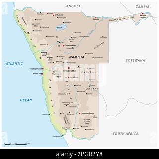 Einfache Landkarte des Landes Namibia im südlichen Afrika Stockfoto