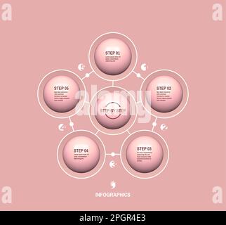 Schritt für Schritt. Start Infografik Vorlage mit 5 Schritten. Geschäftskonzept. Vector Illustration für Marketing, Forschung, Statistiken und Analysen. Stock Vektor