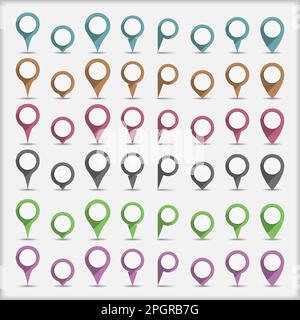 Sammlung von Flat-Map-Pins, Vektor EPS10-Abbildung Stock Vektor