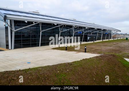 Terminal und Infrastruktur des Flughafens London Southend werden im Jahr 2012 nach dem Kauf durch Stobart zur Vorbereitung der Flüge mit easyJet Base gebaut Stockfoto