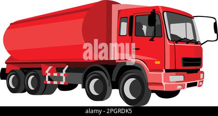 Red Tanker Truck Transportation Stock Vektor