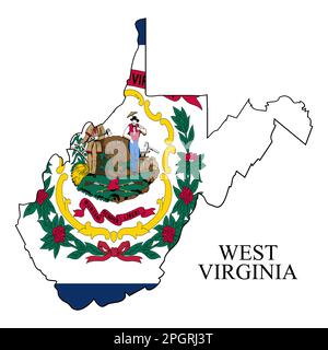 Vektordarstellung von West Virginia. Weltwirtschaft. Bundesstaat in Amerika. Nordamerika. Vereinigte Staaten. Amerika. USA Stock Vektor