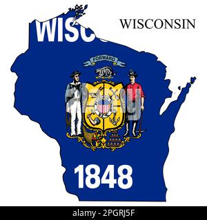 Darstellung des Kartenvektors von Wisconsin. Weltwirtschaft. Bundesstaat in Amerika. Nordamerika. Vereinigte Staaten. Amerika. USA Stock Vektor