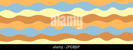 Darstellung des Hintergrunds der abstrakten 70s-Kurve im Retro-Modus. Trügerisches, glitzerndes, grooviges Design. Geometrisches gewelltes Hintergrundbild 1960er-1970er Hippie-Stil mit flüssigem Hintergrund Stock Vektor