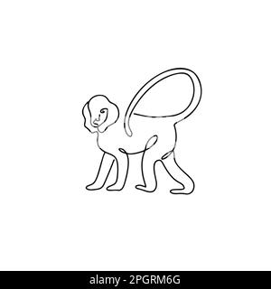 Affen-Illustration im Strichkunststil isoliert auf Weiß Stock Vektor