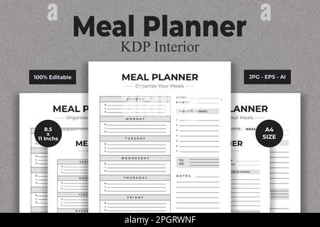 Essensplaner – KDP Interior Low and No Content Book Stock Vektor