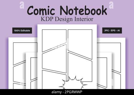 Comic-Notizbuch KDP Interior Low und No Content Book Stock Vektor