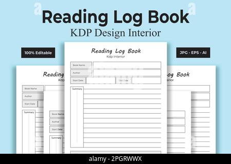 Logbuch wird gelesen KDP Interior Low und No Content Book Stock Vektor