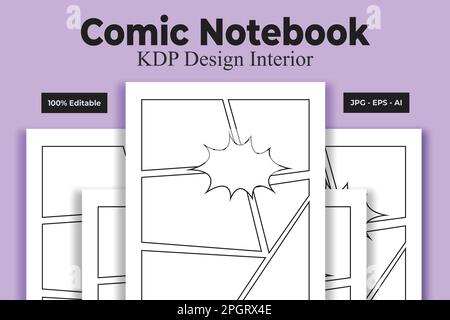 Comic-Notizbuch KDP Interior Low und No Content Book Stock Vektor