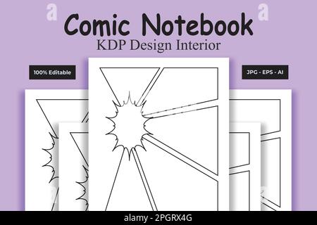 Comic-Notizbuch KDP Interior Low und No Content Book Stock Vektor