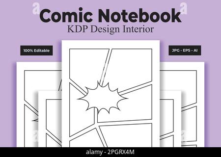 Comic-Notizbuch KDP Interior Low und No Content Book Stock Vektor