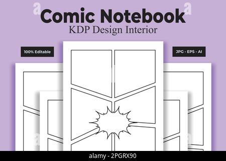 Comic-Notizbuch KDP Interior Low und No Content Book Stock Vektor