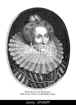Elizabeth I. von England in einem seltenen niederländischen Porträt war eine der mächtigsten und erfolgreichsten Monarchen in der englischen Geschichte. Sie herrschte ab 1558-1603 und beaufsichtigte die Blüte der englischen Renaissance-Kultur, die Niederlage der spanischen Armada und die Errichtung der anglikanischen Kirche. Stockfoto