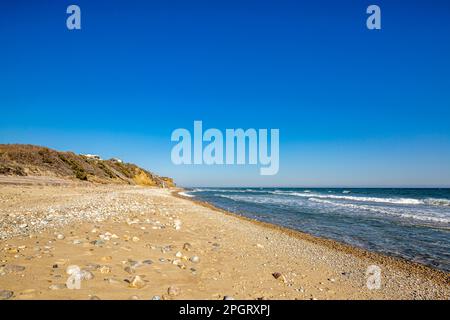 Landschaft mit Klippen und Ozean in Montauk, NY Stockfoto