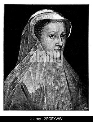 Mary, Königin von Schottland, war eine katholische Monarche, die von 1542 bis 1567 über Schottland herrschte. Ihre Herrschaft war geprägt von politischen Unruhen, einschließlich ihrer erzwungenen Abdankung und Inhaftierung durch ihre Cousine, Königin Elizabeth I. von England. Mary wurde 1587 hingerichtet, weil sie angeblich an einem Komplott beteiligt war, um Elizabeth zu ermorden Stockfoto