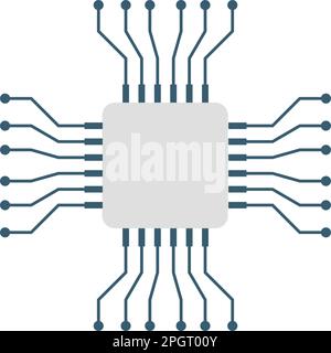 CPU für Computer- und Smartphone-Symbol im flachen Design. Vektordarstellung des Prozessorchipsatzes auf isoliertem Hintergrund. Microchip signiert Geschäftskonzept. Stock Vektor