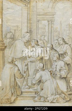 Saint Bruno trifft auf Bischof Hugh von Köln um 1720 von Antoni Viladomat Stockfoto