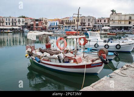 Venezianische Hafengegend Rethymnon, Kreta, Griechenland Stockfoto