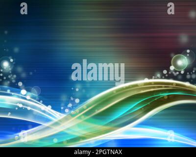 Hightech-Hintergrund mit einigen Wellen und Lichteffekten. Digitale Illustration. Stockfoto