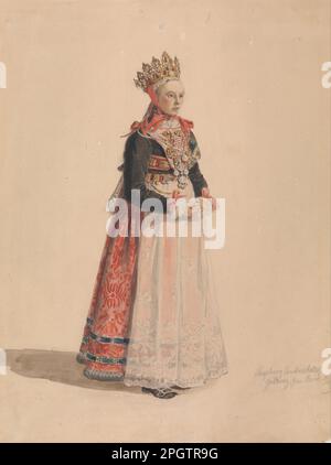 Ingeborg Andresdatter Gulsvik als Braut 1849 von Adolph Tidemand Stockfoto