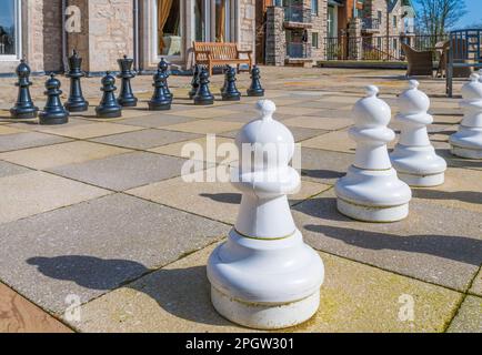 Outdoor-Schach in Merlewood, Grange-over-Sands, Cumbria Stockfoto