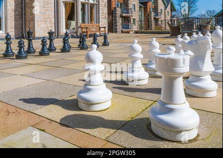 Outdoor-Schach in Merlewood, Grange-over-Sands, Cumbria Stockfoto