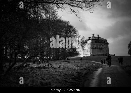 Schwarzweißbilder von Dänemark und Schweden. Stockfoto