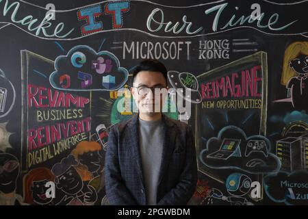 Microsoft Global Technology Strategist Eason Lai, bei Microsoft Office in Cyberport. 27FEB23 SCMP/Jonathan Wong Stockfoto