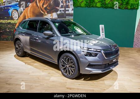 Der neue Skoda Kamiq Kompakt-SUV wird auf der Brüsseler Autosalon European Motor Show vorgestellt. Brüssel, Belgien - 13. Januar 2023. Stockfoto