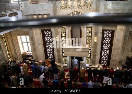 Rafah, Gazastreifen, Palästina. 24. März 2023. Gaza, Palästina. 24. März 2023 Palästinenser führen das erste Freitagsgebet des Ramadan (Kredit-Image: © Ahmad Hasaballah/IMAGESLIVE via ZUMA Press Wire) NUR REDAKTIONELLER GEBRAUCH! Nicht für den kommerziellen GEBRAUCH! Stockfoto