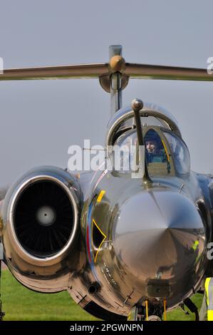 Blackburn Buccaneer S2B XW544 Oldtimer-Jet-Flugzeug. Ehemaliger Royal Air Force- und Royal Navy-Jet-Bomber in Privatbesitz, restauriert für Taxifahrten Stockfoto