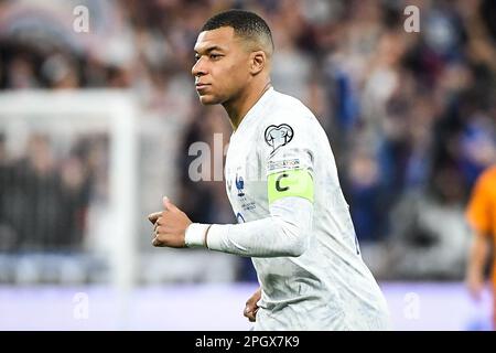 Saint-Denis, Frankreich, Frankreich. 24. März 2023. Kylian MBAPPE von Frankreich während des Spiels der UEFA Euro 2024 European Qualifiers Group B zwischen Frankreich und den Niederlanden am Stade de France am 24. März 2023 in Saint-Denis bei Paris, Frankreich. (Kreditbild: © Matthieu Mirville/ZUMA Press Wire) NUR REDAKTIONELLE VERWENDUNG! Nicht für den kommerziellen GEBRAUCH! Stockfoto