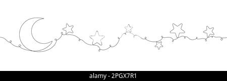 One Line Star und Crescent. Muslimisches Symbol Stock Vektor