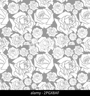 Nahtloses Muster aus großen roten und rosa Rosenknospen, Textur, Design Stockfoto