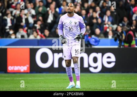 Saint Denis, Frankreich. 24. März 2023. Mike MAIGNAN aus Frankreich anlässlich der UEFA Euro 2024, der Europameisterschaft, des Fußballspiels der Gruppe B zwischen Frankreich und den Niederlanden am 24. März 2023 im Stade de France in Saint-Denis bei Paris, Frankreich - Foto Matthieu Mirville/DPPI Credit: DPPI Media/Alamy Live News Stockfoto