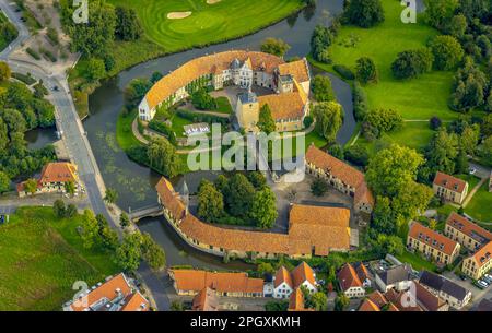 Aus der Vogelperspektive: Burgsteinfurt, auch Burg Steinfurt genannt, im Stadtteil Burgsteinfurt in Steinfurt, Münsterland, Nordrhein-Westfalen, Germ Stockfoto