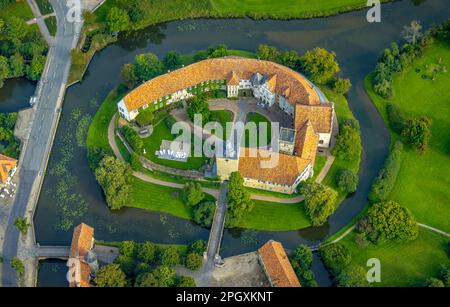 Aus der Vogelperspektive: Burgsteinfurt, auch Burg Steinfurt genannt, im Stadtteil Burgsteinfurt in Steinfurt, Münsterland, Nordrhein-Westfalen, Germ Stockfoto