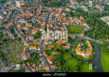 Aus der Vogelperspektive: Burgsteinfurt, auch Burg Steinfurt genannt, im Stadtteil Burgsteinfurt in Steinfurt, Münsterland, Nordrhein-Westfalen, Germ Stockfoto