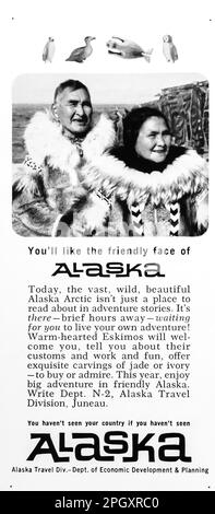 Alaska-Reisewerbung in einem NatGeo-Magazin, 196 Stockfoto