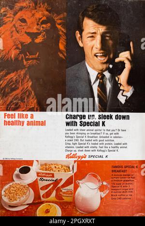 Kellog's Special K Breakfast Advert in einem NatGeo Magazin, November 1966 Stockfoto