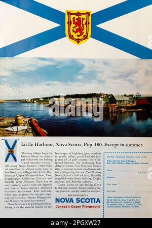 Reisewerbung Nova Scotia Canada in einem Magazin in NatGeo, Mai 1965 Stockfoto