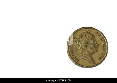 Nahaufnahme der alten Rückseite einer australischen zwei-Dollar-Münze aus dem Jahr 1988. Numismatisches Konzept. Stockfoto