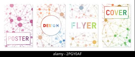 Satz digitaler Abdeckungen. Kann als Cover, Banner, Flyer, Poster, Visitenkarte, Broschüre. Attraktive Kollektion mit geometrischem Hintergrund. Stock Vektor